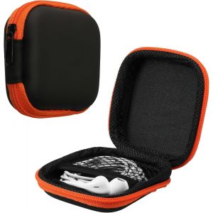 LORANKA-Housse Compatible avec Casque Audio - Sacoche de Protection Rigide avec Fermeture &Eacute;clair pour &Eacute;couteurs Orange-Noir - Neuf