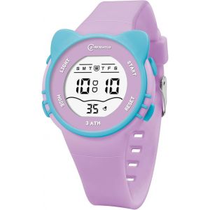 Montre Digitale Enfant Pour 3-12 Ans - Aqsacokiya - Montre Enfant Avec Motif Chat 3atm &Eacute;tanche Avec Alarme Chronom&egrave;tre Lumi&egrave;re - Neuf