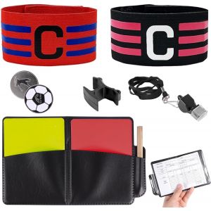 Acdsgd-Lot De Cartes D'arbitre De Football Avec Carte Rouge Jaune En Pvc, Sac, Carnet De Points, Sifflet D'arbitre, Pi&egrave;ce De Monnaie Et Brassard De Capitaine Pour Match De Football, Sport Scolaire - Neuf