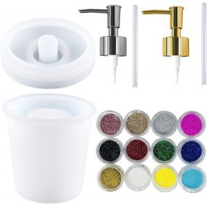 Silicone Moules Bijoux R&eacute;sine, Cylindre Bouteille Moule En R&eacute;sine De Silicone Pour Grand Pot Avec Pompe Et Pompes Pour La Fabrication De Bouteilles De Bricolage - Neuf