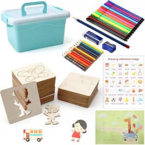 KALANKA-Lot de 60 pochoirs à dessin pour enfants, jouets éducatifs, cadeaux de 3, 4, 5, 6, 7 ans, kit de peinture pour enfants, pochoirs de peinture éducatifs - Neuf