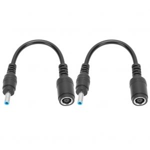 adaptateur femelle vers male noir 2 pieces pour HP/Dell, droit vers coude 7,4 x 5,0 mm vers 4,5 x 3,0 mm - Neuf