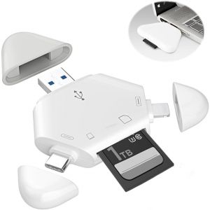 KAL-Lecteur De Carte Sd Tf Universel Multi-Ports 4 En 1 - Lecteur De Carte Sd/Micro Sd - Lecteur De Carte Micro Sd - Lecteur De Cartes Haute Vitesse - Lecteur De Carte Mémoire Pour Téléphone - Neuf
