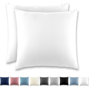 Slep-Taie Oreiller 65x65 Blanc - Lot De 2 Taies D'oreillers 65 X 65 Carré En Microfibre Brossée, Housse Oreiller Coussin Oreiller Avec Fermeture Éclair - Neuf