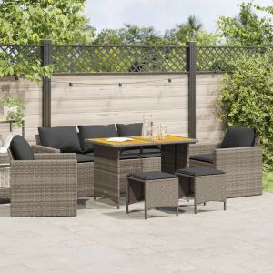 Prolenta Premium - Salon De Jardin 6 Pcs Avec Coussins Gris R&eacute;sine Tress&eacute;e - Neuf