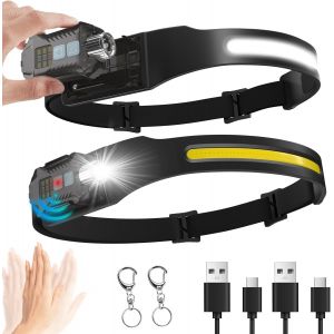 Lampe Frontale Led Rechargeable, Lampe Frontale 1200mah 230 ° Capteur Grand Angle Lampe Frontale Amovible 9 Modes D¿Éclairage Légère Ipx65 Lampe Frontale Étanche Pour La Randonnée Camping Jogging - Neuf