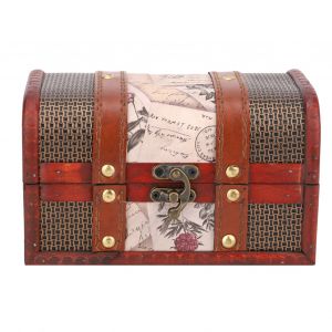 Hjlian Coffre De Rangement En Bois Style Retro Pour Bijoux, Coffre Au Tresor, Support Pour Piece Secrete, Accessoires, Ornements, Tampon S - Neuf
