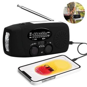 Radio D'urgence &Agrave; Manivelle Avec Lampe De Poche Et Chargeur Solaire - Portable, R&eacute;sistante Aux Intemp&eacute;ries, Batterie Externe Usb Pour La S&eacute;curit&eacute; Et La Communication - Neuf
