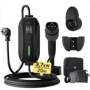 Chargeur Voiture Electrique 3,68kw [20m, 6/8/10/13/16a] Cable De Recharge Type 2 Avec Lcd Écran Numérique Contrôlable, Compatible Avec E-208, Spring, 500e, Model 3, Megane Ev, Zoe, Phev/Ev - Neuf
