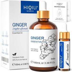 Trahoo-Huile Essentielle Gingembre 100ml, 100% Naturelle, Pour Massage, Peau, Cheveux, Diffuseur, Inclut Flacon Voyage 10ml - Neuf