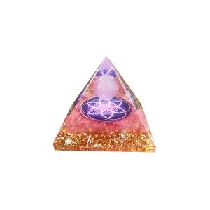 Pyramide d'orgonite avec sph&egrave;re d'am&eacute;thyste pour la gu&eacute;rison &eacute;nerg&eacute;tique et l'&eacute;quilibrage des chakras - Neuf