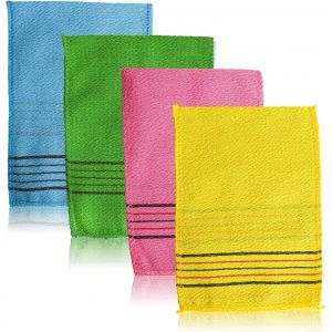 Asfasfq-4 Pièces Gant Exfoliant Coréen Chiffon Exfoliant Double Face Chiffon Exfoliant Coréen Italie Serviette Pour Enlever La Peau Callus Acné Breakout Clean Dry Skin Pores Cell (4 Couleurs) - Neuf