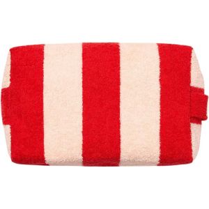 Trousse Ray&eacute;e &Eacute;ponge Rose Et Rouge - Trousse De Toilette Femme - Rangement Maquillage Anse Pratique Et Fermeture &Eacute;clair - Vanity Voyage 100% Coton - Neuf