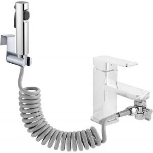 Kit Douchette wc Pulvérisateur de bidet en ABS à double modeavec inverseur de douche à 2 voiestuyau de douche de 150 cm et support de douche - Neuf