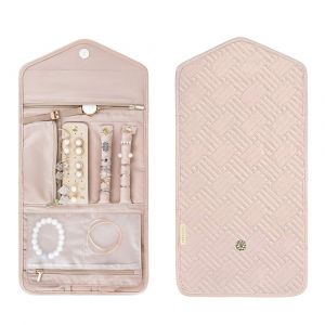 Pochette De Voyage Pour Bijoux - Rose, Pliable, Compacte Et R&eacute;sistante, Pour Bagues, Colliers, Boucles D'oreilles Et Bracelets - Neuf