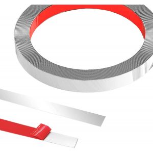 Yemaesre-5m X 1 Cm Moulure Murale En Acier Inoxydable, Moulure Adhesive, Bandes Décoratives, Effet Miroir, Pour Toilettes, Bord De Carrelage, Murs, Plinthes, Sol-Argenté - Neuf