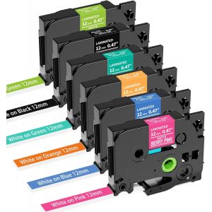 NouvelHorizonstore-6x Compatible Ruban Remplacement pour Brother P-Touch TZ TZe 12mm x 8m 0,47 lamin&iquest;&iquest;s &iquest;&iquest;tiquette pour PT-H105 H101C H110 H200 H100LB/R 1000 1010 1080 D200 D400 E100 P300BT Cube - Neuf