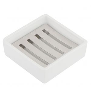 HJLIAN Porte-savon en ceramique, porte-savon en acier inoxydable pour douche, boite a savon drainante a double couche - Neuf
