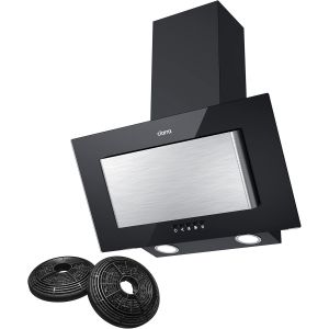 CHECARZHN--NO1-Cbcb6736D Hotte Aspirante 60Cm 350M3/H Classe A - Avec Filtres A Charbon Cb 002X2- Hotte Inclinee Avec Eclairage Led - Evacuation Et Recyclage - Noire - Neuf