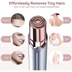 Epilateur Visage Femme, Rechargeable, 2x T&ecirc;tes De Rechange Incluses, Rasoir Electrique Femme, Epilateur Visage Femme Sans Douleur, Epilateur Visage Pour Joues, Menton, Bras - Neuf