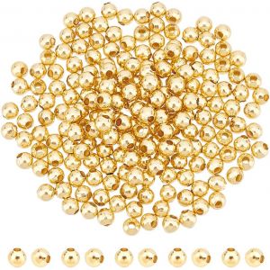 Mevronisshop-Lot De 200 Perles Intercalaires Dor&eacute;es De 4 Mm En Acier Inoxydable Trous 1,5 Mm Perles M&eacute;talliques Pour Bijoux - Neuf