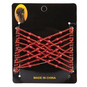 Peigne A Cheveux Magique Extensible Avec Perles, Double Barrette, Accessoires Pour Cheveux Pour Femmes Et Filles (Rouge) - Neuf