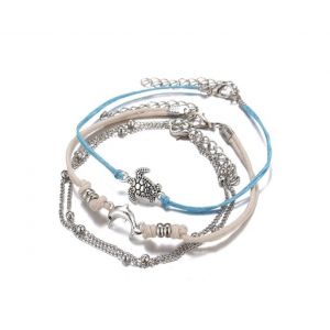 Lot De 3 Cha&icirc;nes De Pieds Tress&eacute;es En Forme De Tortue Et De Dauphin Pour La Plage Et Le Yoga - Neuf