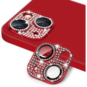 Kal-Caméra Protecteur Compatible Avec Iphone 14 /Iphone 14 Plus, Ultra Hd 9h Dureté Anti Rayures Verre Trempé Diamant Caméra Coque Cover Pour Iphone 14 /Iphone 14 Plus -Rouge - Neuf