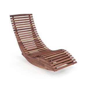 Chaise Longue &Agrave; Bascule Ergonomique 157 X 60 X 76 Cm Avec Dossier Haut Mouvement Fluide En Bois D'acacia Naturel Helloshop26 20_0019411 - Neuf