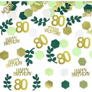 Lot de 200 confettis décoratifs pour 80 ans - Vert - Décoration de table - 80 ans - Décoration d'anniversaire - Pour femme et homme - Décoration de 80 ans - Neuf