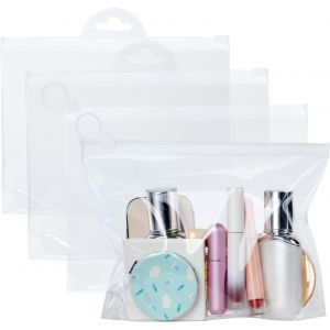 KALANKA-Trousse de Toilette Transparente, 4 Pièces Kit Voyage Avion, Étanche Trousse de Toilette Voyage pour Homme et Femme, Sac de Rangment pour Voyage Avion Transparente Maquillage, Transparentes - Neuf