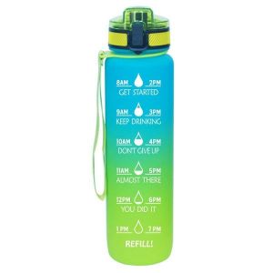 Bouteille De Sport Kettle 1 L En Tritan - Sans Bpa, &Eacute;tanche, Design Ergonomique, Hydratation Horodat&eacute;e, Facile &Agrave; Nettoyer, Bleu Et Vert - Neuf