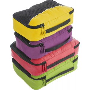 Lot De 7 Cubes D'Emballage Pour Val S Et Sacs De Voyage ¿ Cubes D'Emballage De Compression Pour Organ Ur De Voyage ¿ 4 Cubes De Voyage Plus 3 Sacs À Fermeture Éclair (Vert, Rouge, Taille M, - Neuf