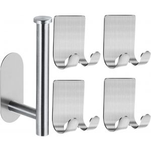 Tianyi-5 Support Rasoir, 1 Crochets De Serviette, Auto-Adh&eacute;sif Crochets Multifonctionnels De Mur, Porte-Rasoir De Salle De Bain Crochets En Acier Inoxydable, Accessoires De Cuisine De Salle De Bain - Neuf