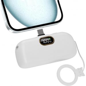 JGD-Mini Batterie Externe USB-C 5 000 mAh,Portable Mini Power Bank avec &Eacute;cran LED, Petit Chargeur de Voyage, Compatible avec iPhone 16/15 s&eacute;rie, Samsung et t&eacute;l&eacute;phones USB-C - Neuf