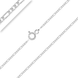 Kal-- Collier - Chaîne Argent 925/1000 - Maille Figaro (1+3) - Finition Rhodié - Largeur : 1.5 Mm - Neuf