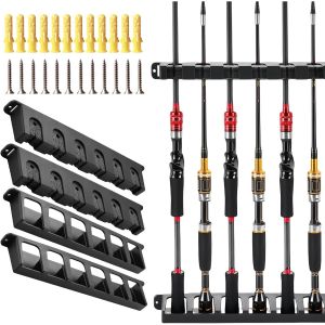 Lbgwp60-Portecanne À Pêche, 2 Paire Support Canne À Pêche, Verticaux Ratelier Canne A Peche, Supports De Canne À Pêche, Rod Rack Stockage De 6 Pôles, Support Pour Cannes À Pêche Pour Garage, Bateaux, - Neuf