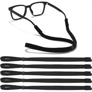 Fdjhy-5 Pcs Cordon Lunettes,Boucle Carrée Noire Sangles De Lunettes Réglables,Maintien Fort Elastic Cordon Lunettes,Cordon De Lunettes Antidérapant,Lunettes Chaîne Lanière Pour Femmes Hommes(Noir) - Neuf