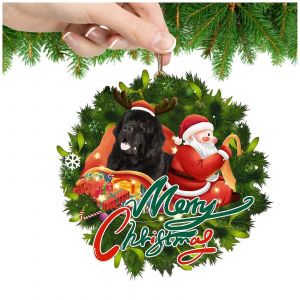 Chien mignon et de Santa-des d&eacute;corations de No&euml;l, Compatible avec l'Arbre, Couronne de fleurs, Pendentif D&eacute;coration, Chien Imprimer Cadeau Ornements - Neuf