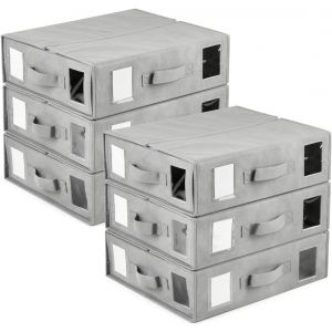 Jexnovashop-Lot De 6 Rangements De Draps, Bo&icirc;te De Rangement Pour Drap Pliable Avec Fen&ecirc;tre, Rangement Drap De Lit Avec &Eacute;tiquette, Pour Le Rangement Sous Le Lit, Dans Les Armoires, Dans Les Tiroirs - - Neuf