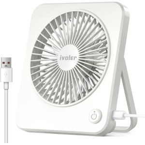 KALANKA-Mini Ventilateur USB Fan, Ventilateur Réglable à 3 Vitesses, Silencieux Ventilateur de Bureau/Table pour Table PC, Maison, Bureau, Camping, Voyage - Blanc - Neuf
