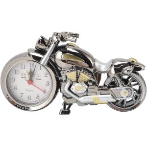 KAL-Réveil De Moto, Ingénieux Modèle De Moto De Simulation Vintage, Horloge Créatif En Forme De Moto Rétro Réveil Garçons Cadeau Pour Enfants Maison Voiture Bureau(Pf168A-Or Noir Bicolore) - Neuf