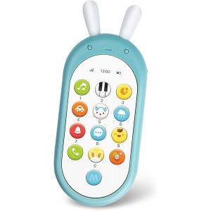Téléphone jouet pour bébés Apprenez le téléphone intelligent avec lumières,musique et volume réglable Jouet éducatif pour les enfants et les tout-petits 6 mois et + Bleu - Neuf