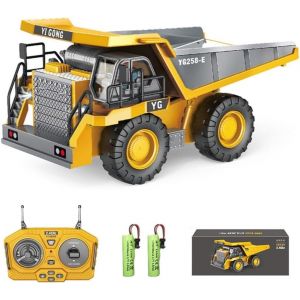Camion Benne Télécommandée Pour Enfants À Partir De 6 À 12 Garçons,9 Canaux,Avec Lumière Et Effets Sonores,Véhicule De Chantier,Jouet - Neuf