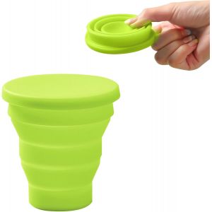 ERYI-Tasse Pliable, Mug Pliable, Gobelet Pliable Silicone, Tasse De Voyage, Mug À Café Portable, Tasse De Voyage Pliable, 170Ml Tasse De Voyage Pliable Pour Le Camping Randonnée Pique-Nique Vert - Neuf