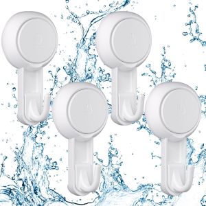 Lot de 4 Crochet Ventouse Puissante Salle de Bain Douche Accroche 3KG Forte,Ustensile Porte Serviette Couronne Peignoir Torchon Cuisine,Crochet Mural Ventouse Vacuum Plastique Blanc - Neuf