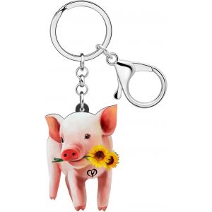 KAL-Porte-Clés Cochon Mignon En Acrylique Pour Femme Et Fille - Porte-Clé Pour Sac À Main, Clés De Voiture - Neuf