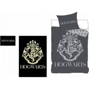 Parure De Lit - Harry Potter - Phosphorescente - Housse De Couette Et Taie - Noir - Enfant - Neuf