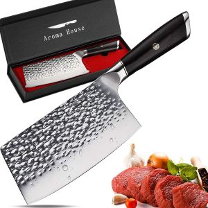 Jexnovashop-Feuille De Boucher 7 Pouces,Couteau De Chef,Couperet De Cuisine,Chinois Feuille De Boucher Couteau En Acier &Agrave; Haute Teneur En Carbone Allemand Avec Lame Tranchante Pour Cuisine Et Restaur - Neuf