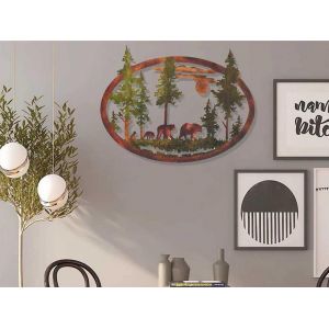 D&eacute;coration murale en m&eacute;tal For&ecirc;t d'ours pour la maison et le bureau - Neuf